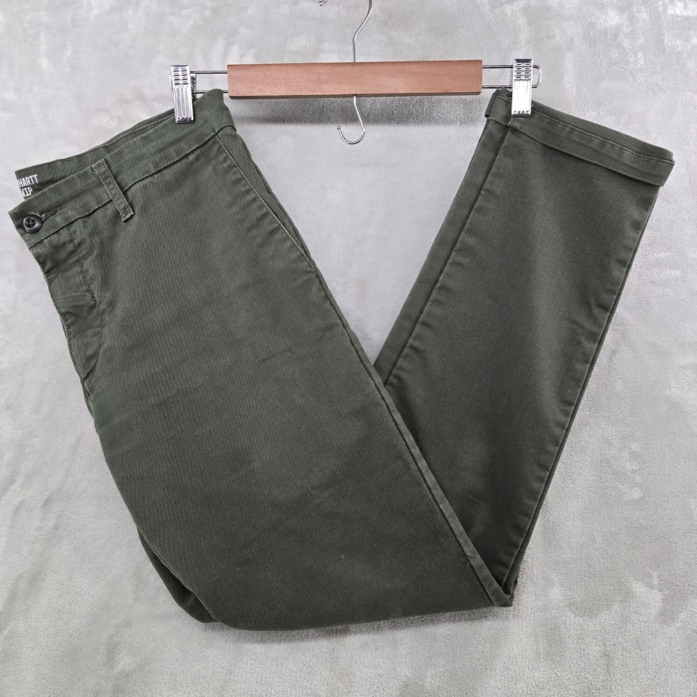 Carhartt WIP Chino Pants Mens 33/32 Green Sid Pant Slim Tapered Twill Trousers